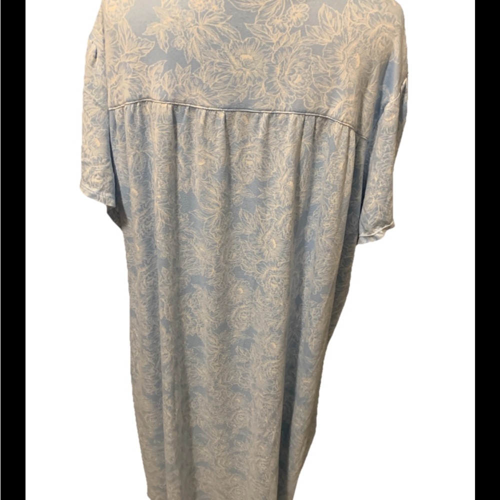 Miss Elaine 4X Blue Floral Full Length Nightgown Lace Trim Cottagecore - Picture 4 of 5